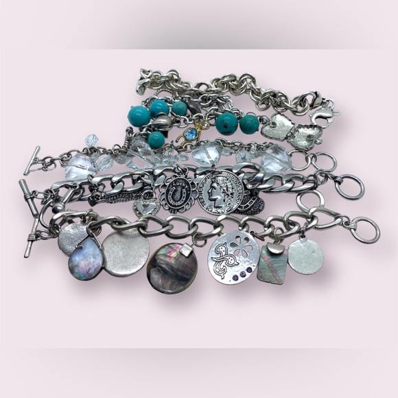 Retro Charm Bracelets Dangly Silver Jewelry Lot - Picture 7 of 11